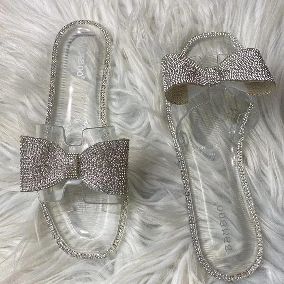 Clear jelly Embellished‎ bow slide sandals - Picture 2 of 4